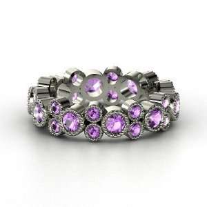 Hopscotch Eternity Band, 14K White Gold Ring with Amethyst 