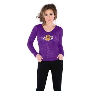  Los Angeles Lakers Womens Burnout Thermal Top   By Alyssa 