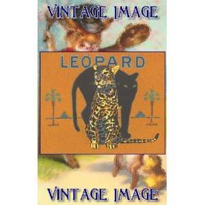  10cm) Art Greetings Card Cat Leopard Vintage Image