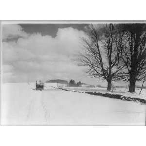   Snow covered Road,New England,Horse Drawn Sled,c1921