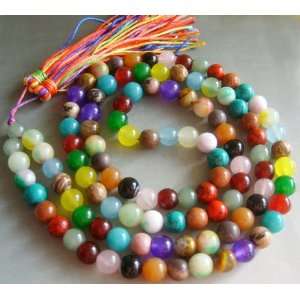   Multi Color Jade Beads Buddhist Prayer Mala Necklace: Everything Else
