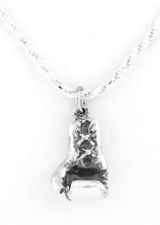 STERLING SILVER BOXING GLOVE 3D CHARM & ROPE CHAIN 18  