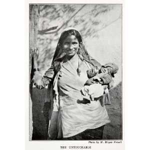 1927 Print Portrait Indian Woman Child Untouchable Lower Class Caste 