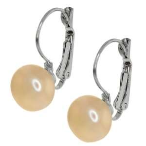  10Mm Peach Yellow Color Shell Pearl Earrings With Lever 