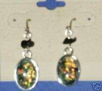 Vintage Style Oval Silver Opal Style Beaded Earrings  