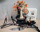 Fall Wedding Cake Topper LOT Glasses Knife Skeleton Day of the DEAD 