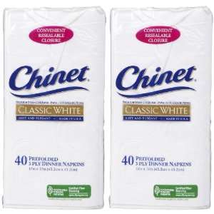    Chinet Large Dinner Napkins, 3 Ply, 40 ct 3 pack