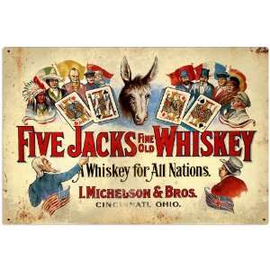  Five Jacks Whiskey Food and Drink Metal Sign: Home 