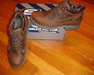 Skechers Mens Shockwaves Regions Leather Brown Boots SIZES! NIB NEW 