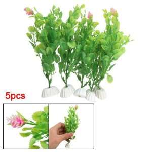  Como 5Pcs Green Leaves Pink Floral Plastic Plant 