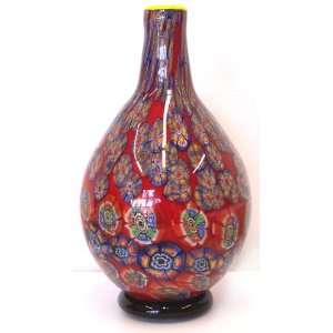  Murano Art Glass Millefiori Footed Vase A07: Home 