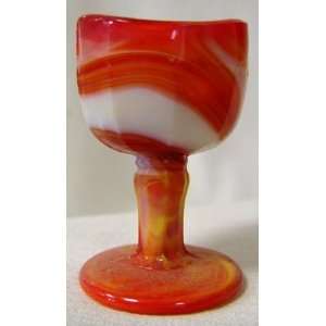   John Bull Eyecup 2.5 Red & White Marble   Slag Glas