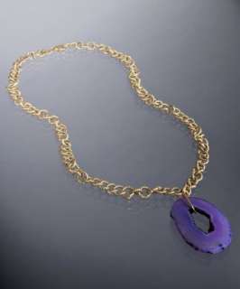 Isharya purple agate druzy Crater pendant necklace   up to 