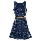Jason Wu for Target Navy Floral Chiffon Dress with Gold Belt