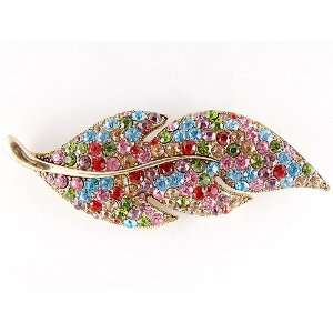   Rhinestones Leaf Autumn Falling Collectible Brooch Pin: Jewelry