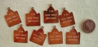 Vintage Large Copper Tone Metal 7th Commandment Charms  
