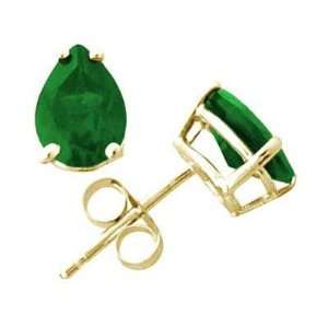  All Natural Genuine 7x5 mm, Pear Shape Emerald earrings 