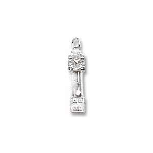  Grandfather Clock Charm in White Gold: Jewelry