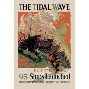 Tidal Wave   95 Ships Launches   12x18 Framed Print in Black Frame 