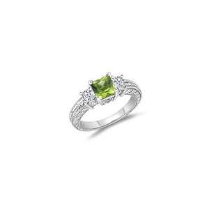  0.49 Cts Diamond & 0.89 Cts Peridot Ring in 14K White Gold 