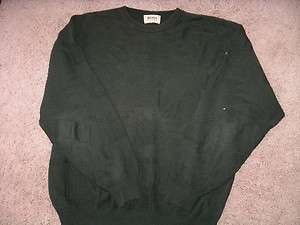 HUGO BOSS Vintage Hunter Green Textured Cotton Crewneck Sweater   Men 