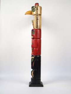 Zimporter 4 Foot Replica Solid Wood Totem Pole   Raven  