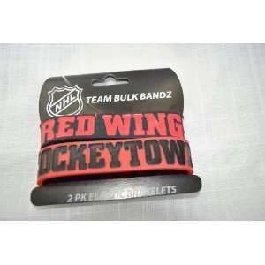 Detroit Red Wings Logo NHL extra wide Bulky Bandz Bracelet 2 pack *NEW 