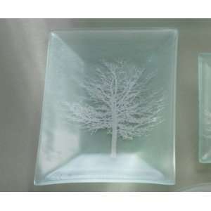  Nature Series Tree rectangular dish Handmade glass 7 3/4 x 