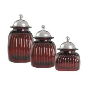 Canisters 3 Piece Set with Barrington Lid in Ruby: Home 