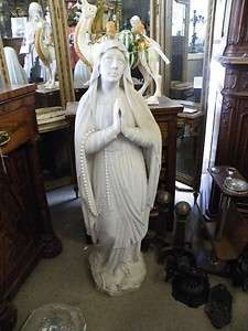 BEAUTIFUL ANTIQUE CARRERA MARBLE MOTHER MARY STATUE  