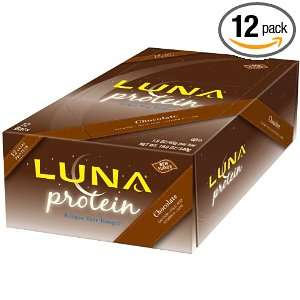  Luna Protein Bar, Chocolate, 1.6 Ounce Bars, 12 Count 