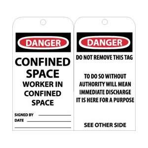 RPT127  Tags, Confined Space Worker In Confined Space, 6 x 3, .015 