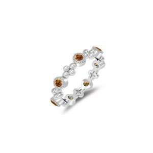  0.28 Cts Citrine Seven Stone Wedding Band in 14K White 