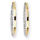 New 14k Gold Oval Hinged Diamond Accent 3/4 Hoop Earrings