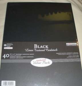 Linen Textured Paper Cardstock Sheets 8.5 x 11 BLACK  