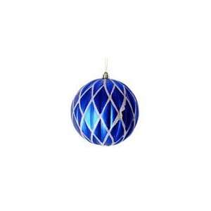 Blue & Silver Glittered Lattice Shatterproof Christmas Ball Orna 