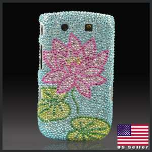  Lotus Flower on Blue Cristalina crystal bling case cover 