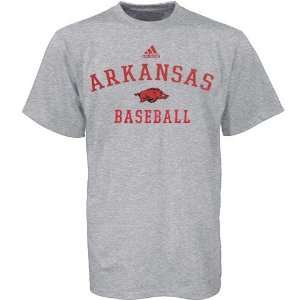  adidas Arkansas Razorbacks Ash Baseball Practice T shirt 