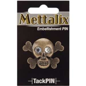  Mettalix Tack Pins 1/Pkg Skull Brass