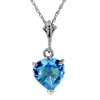   STERLING SILVER NECKLACE WITH NATURAL HEART SHAPED BLUE TOPAZ  