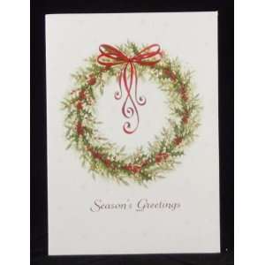 Christmas Wreath Holiday Christmas Cards, 16 Cards with Coordinating 
