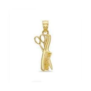    Comb and Scissors Charm in 10K Gold 10K OCCUP/PATR CHARM: Jewelry