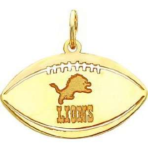 14K Gold NFL Detroit Lions Logo Football Charm: Sports 