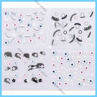30 Sheets 3D Colorful Decal Stickers Nail Art Manicure Tips DIY 