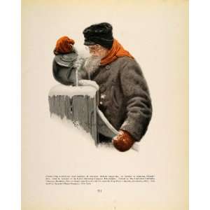  1913 Print Water Pump Thawing Winter Old Man Robinson 