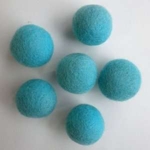  Felted Wool Beads  Pack of Six 1 Inch Diameter Light Blue 