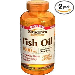  Sundown Fish Oil with Omega 3 Fatty Acids, 1000 mg, Value 