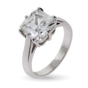 Simple Princess Cut Six Prong CZ Engagement Ring Size 8 (Sizes 5 8 9 