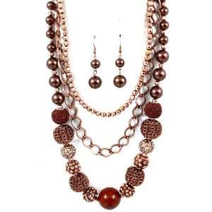  Sparkles Fashion Necklace   Brown Necklace and Earring SET 