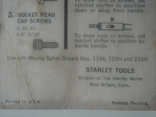 STANLEY HEX A MATIC NUT DRIVER FOR SPIRAL RATCHET STYLE  
